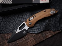 Microtech Knives Manual Stitch RAM LOK Fluted Aluminum Tan Standard &amp; Black M390MK 169RL-1FLTA