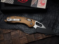 Microtech Knives Manual Stitch RAM LOK Fluted Aluminum Tan Standard &amp; Black M390MK 169RL-1FLTA