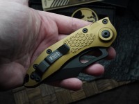 Microtech Borka Stitch Auto w/ Tan Handles &amp; Partial Serrated M390 169-2TA