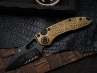 Microtech Borka Stitch Auto w/ Tan Handles &amp; Partial Serrated M390 169-2TA