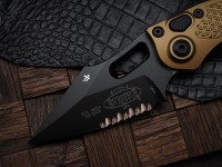 Microtech Borka Stitch Auto w/ Tan Handles &amp; Partial Serrated M390 169-2TA