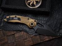 Microtech Borka Stitch Auto w/ Tan Handles &amp; Partial Serrated M390 169-2TA