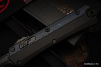 Microtech Glykon DLC Bayonet Part Serrated w/ Blurple Anodized Accents Signature Series 184-2DLCBP