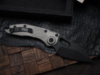 Microtech Borka Stitch Single Edge Apocalyptic Black w/ Natural Clear Handles 169-1APNC