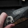 Microtech Borka Stitch Single Edge Apocalyptic Black w/ Natural Clear Handles 169-1APNC