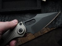 Microtech Borka Stitch Single Edge Apocalyptic Black w/ Natural Clear Handles 169-1APNC