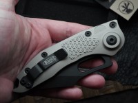 Microtech Borka Stitch Single Edge Apocalyptic Black w/ Natural Clear Handles 169-1APNC