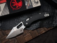 Microtech Knives Manual Stitch RAM LOK Fluted Black Aluminum &amp; Partial Serrated M390MK 169RL-11FL