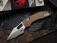 Microtech Knives Manual Stitch RAM LOK Fluted Tan G-10 &amp; Partial Serrated M390MK 169RL-11FLGTTA