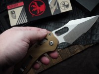 Microtech Knives Manual Stitch RAM LOK Fluted Tan G-10 &amp; Partial Serrated M390MK 169RL-11FLGTTA