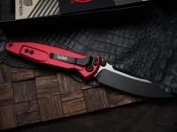 Microtech Socom Elite Manual Black Single Edge w/ Red Handles 160-1RD
