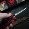 Microtech Socom Elite Manual Black Single Edge w/ Red Handles 160-1RD