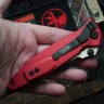 Microtech Socom Elite Manual Black Single Edge w/ Red Handles 160-1RD