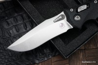 Microtech Amphibian RAM LOK Black Fluted G-10 &amp; Stonewash M390MK 137RL-10FLGTBK