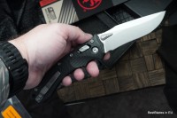 Microtech Amphibian RAM LOK Black Fluted G-10 &amp; Stonewash M390MK 137RL-10FLGTBK