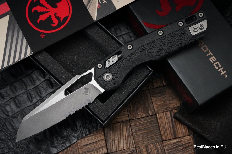 Microtech Knives MSI RAM LOK Black Polymer Injection Molded & Apocalyptic Partial Serrated M390MK 210T-11APPMBK