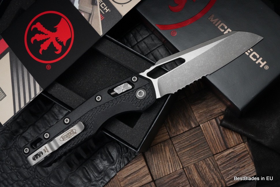 Microtech Knives MSI RAM LOK Black Polymer Injection Molded & Apocalyptic Partial Serrated M390MK 210T-11APPMBK