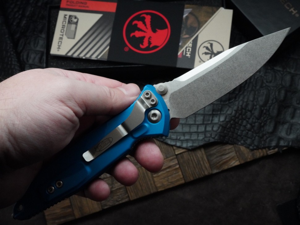 Microtech Socom Elite S/E Manual Blue Stonewash Standard 160-10BL