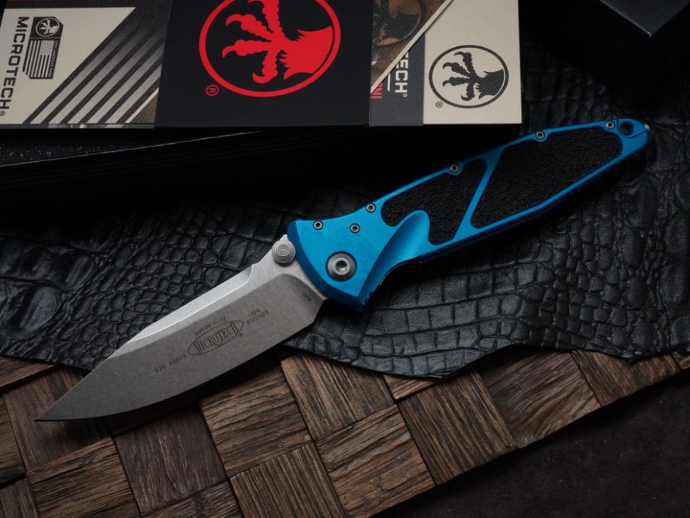 Microtech Socom Elite S/E Manual Blue Stonewash Standard 160-10BL