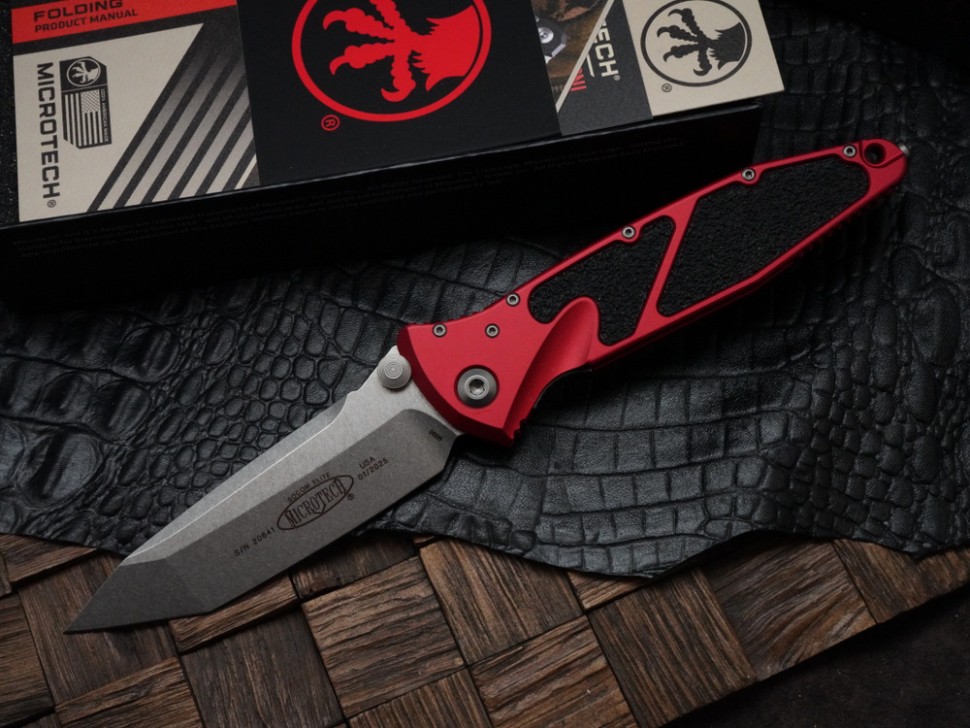 Microtech Socom Elite T/E Manual Red Stonewash Standard 161-10RD