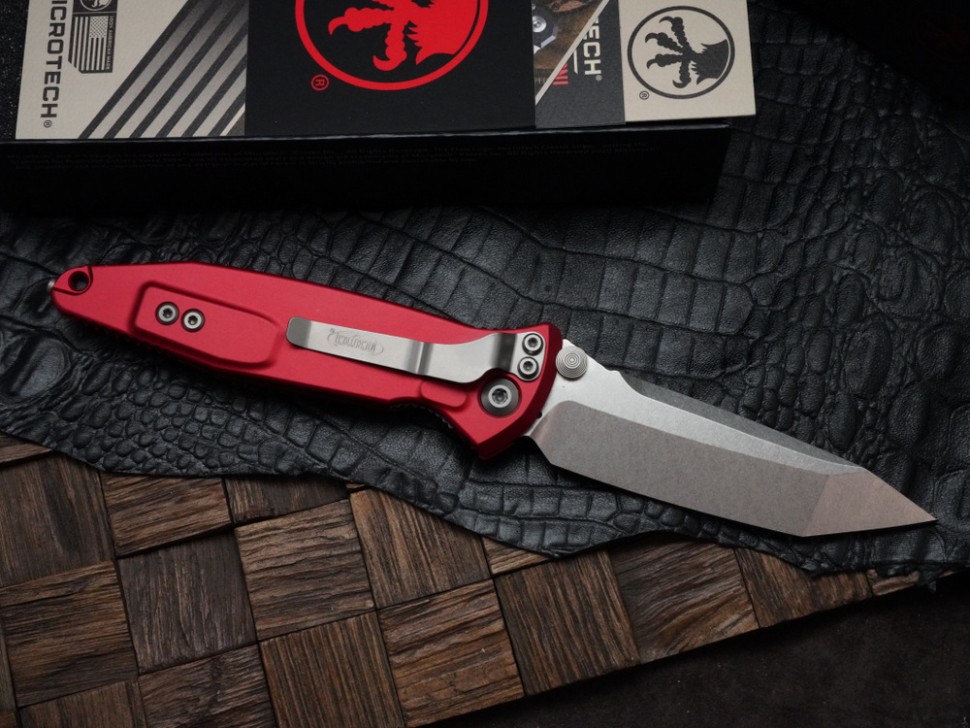 Microtech Socom Elite T/E Manual Red Stonewash Standard 161-10RD