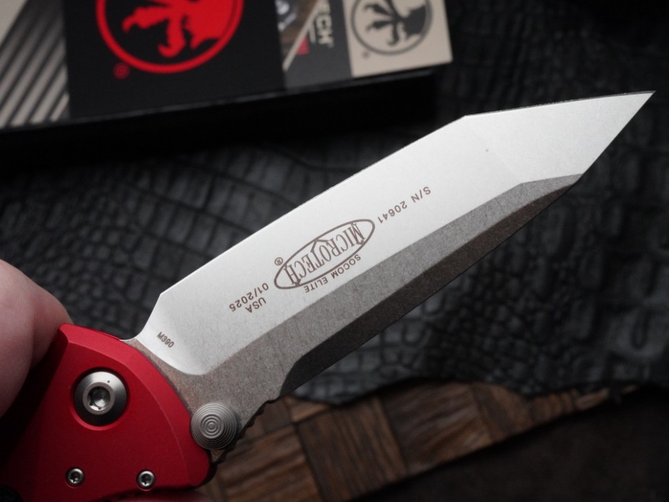 Microtech Socom Elite T/E Manual Red Stonewash Standard 161-10RD