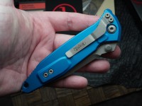 Microtech Socom Elite Auto Blue Handles w/ S/E Apocalyptic 160-10APBL