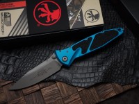 Microtech Socom Elite Auto Blue Handles w/ S/E Apocalyptic 160-10APBL