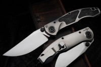 Sokosha-2024 mirror blade, polished Titanium, CF inlays
