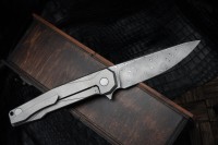 Uldanov R1 custom knife #67 (Damascus, Ti, CF)