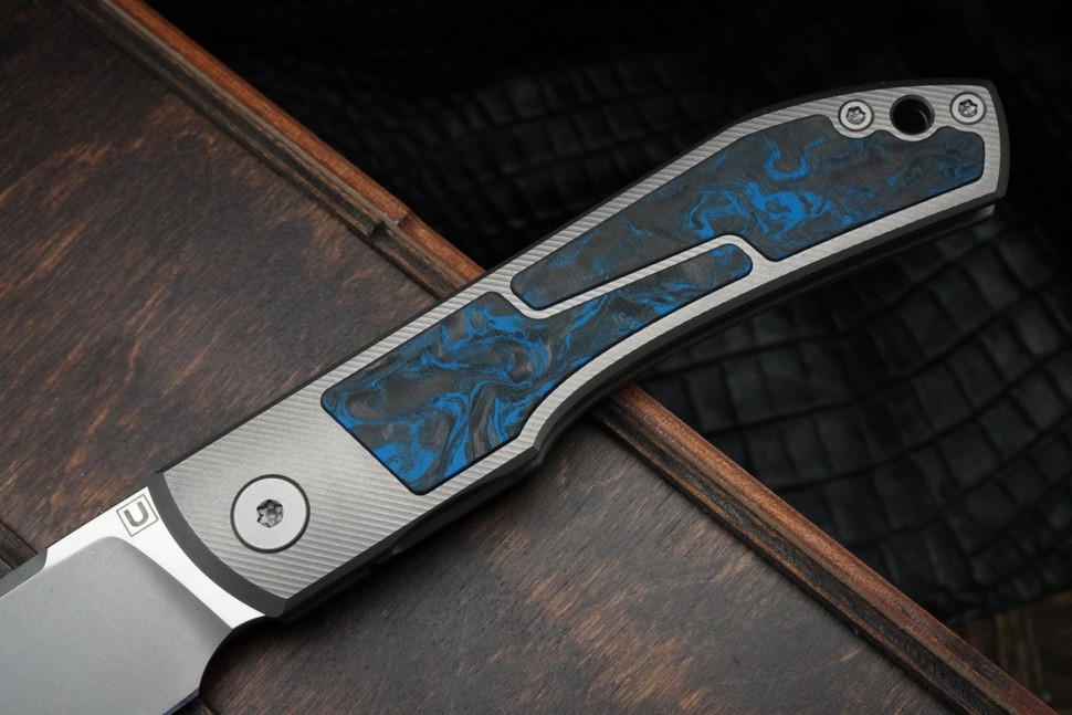 Uldanov Sierra custom knife #56 (M398, titan, CF)