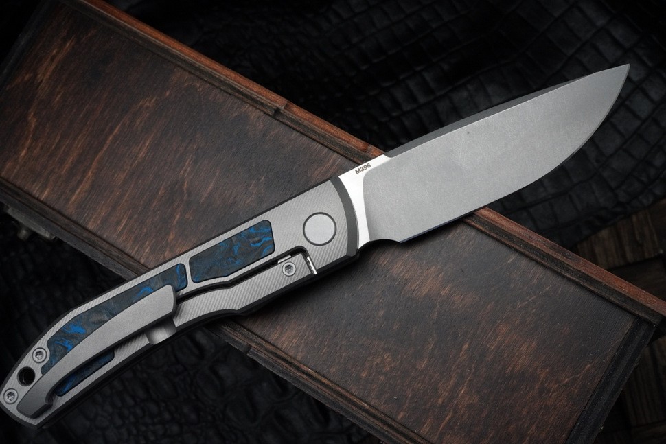 Uldanov Sierra custom knife #56 (M398, titan, CF)