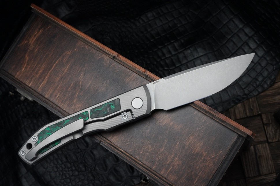 Uldanov Sierra custom knife #52 (M398, titan, CF)