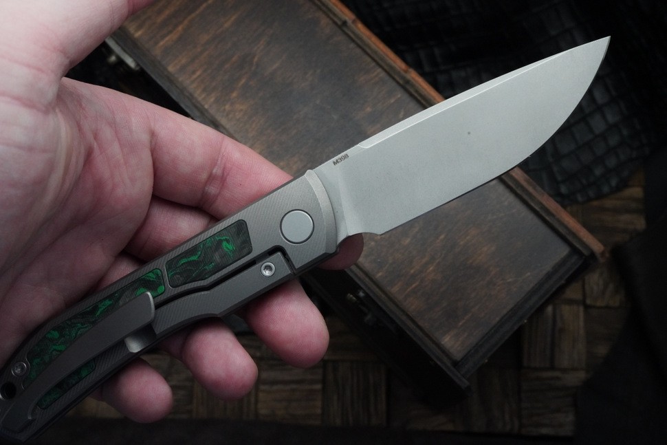 Uldanov Sierra custom knife #52 (M398, titan, CF)