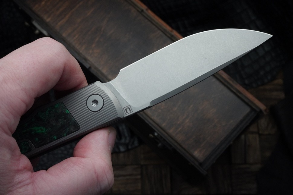 Uldanov Sierra custom knife #52 (M398, titan, CF)