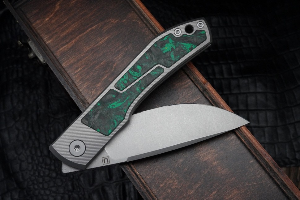 Uldanov Sierra custom knife #52 (M398, titan, CF)