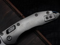 Marfione Select Manual M-Stitch RAM LOK Slab Side Titanium Handles w/ Blue Accents &amp; Stonewash M390MK 169MRL-10MS2