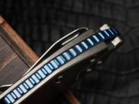 Marfione Select Manual M-Stitch RAM LOK Slab Side Titanium Handles w/ Blue Accents &amp; Stonewash M390MK 169MRL-10MS2