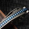 Marfione Select Manual M-Stitch RAM LOK Slab Side Titanium Handles w/ Blue Accents & Stonewash M390MK 169MRL-10MS2
