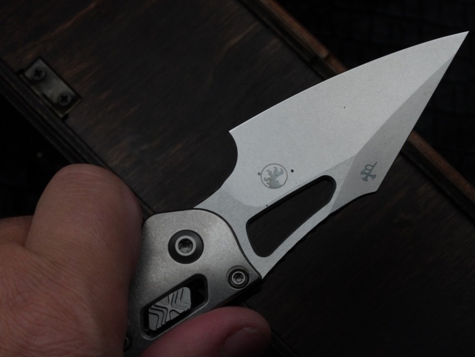 Marfione Select Manual M-Stitch RAM LOK Slab Side Titanium Handles w/ Blue Accents & Stonewash M390MK 169MRL-10MS2