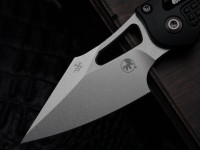 Microtech Knives Manual M-Stitch RAM LOK Black Frag Aluminum Handles &amp; Stonewash M390MK 169MRL-10FR