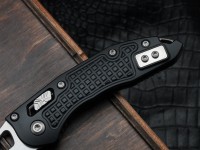 Microtech Knives Manual M-Stitch RAM LOK Black Frag Aluminum Handles &amp; Stonewash M390MK 169MRL-10FR