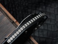 Microtech Knives Manual M-Stitch RAM LOK Black Frag Aluminum Handles &amp; Stonewash M390MK 169MRL-10FR