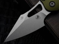 Microtech Knives Manual M-Stitch RAM LOK OD Green Smooth Aluminum Handles &amp; Stonewash M390MK 169MRL-10OD