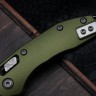 Microtech Knives Manual M-Stitch RAM LOK OD Green Smooth Aluminum Handles & Stonewash M390MK 169MRL-10OD