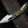 Microtech Knives Manual M-Stitch RAM LOK OD Green Smooth Aluminum Handles & Stonewash M390MK 169MRL-10OD