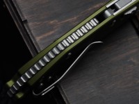 Microtech Knives Manual M-Stitch RAM LOK OD Green Smooth Aluminum Handles &amp; Stonewash M390MK 169MRL-10OD