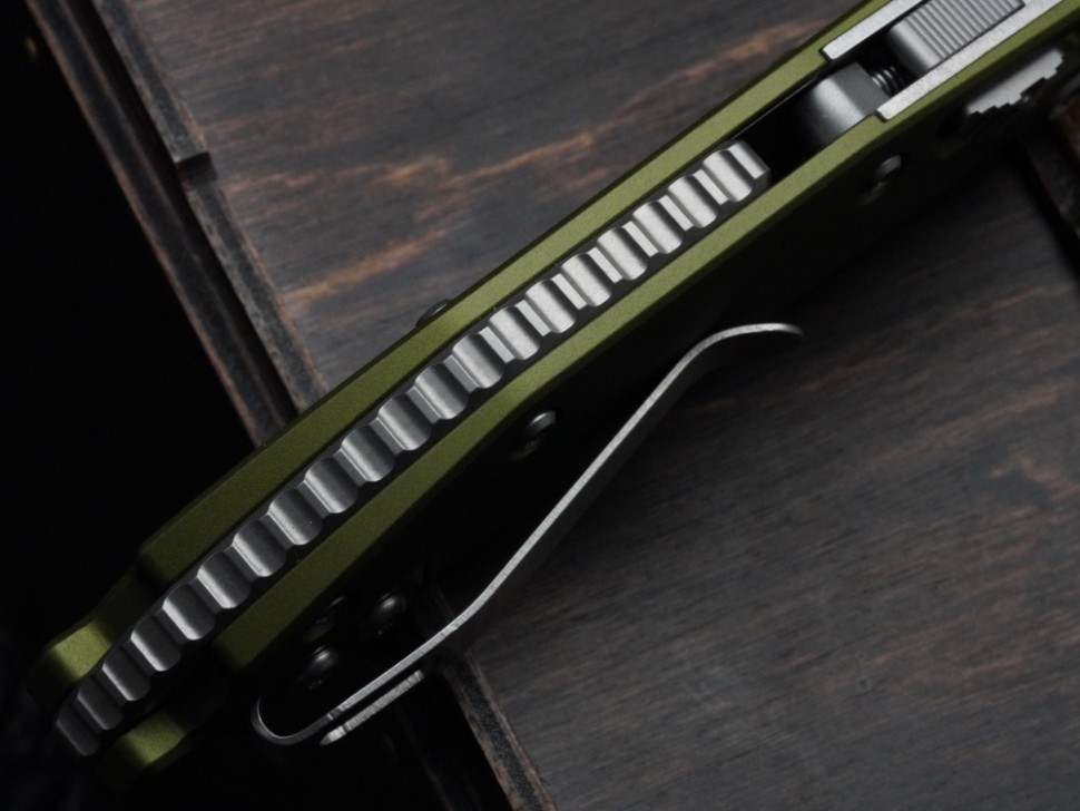 Microtech Knives Manual M-Stitch RAM LOK OD Green Smooth Aluminum Handles & Stonewash M390MK 169MRL-10OD