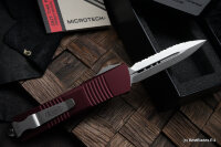 Microtech Troodon Double Edge Stonewash Full Serrated &amp; Merlot 138-12MR