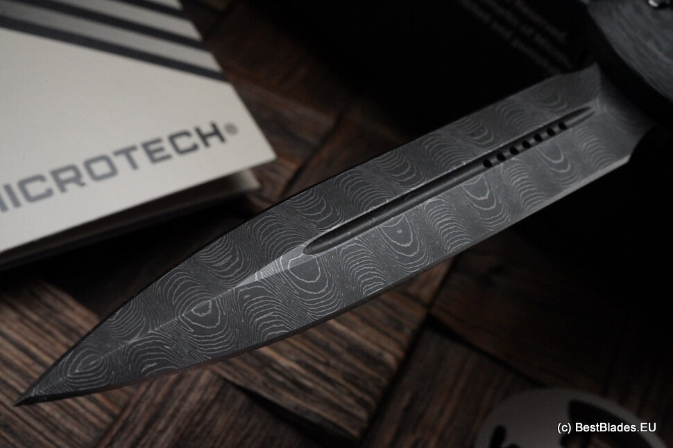 Microtech Ultratech Damascus Double Edge & Carbon Fiber Top 122-16CFS